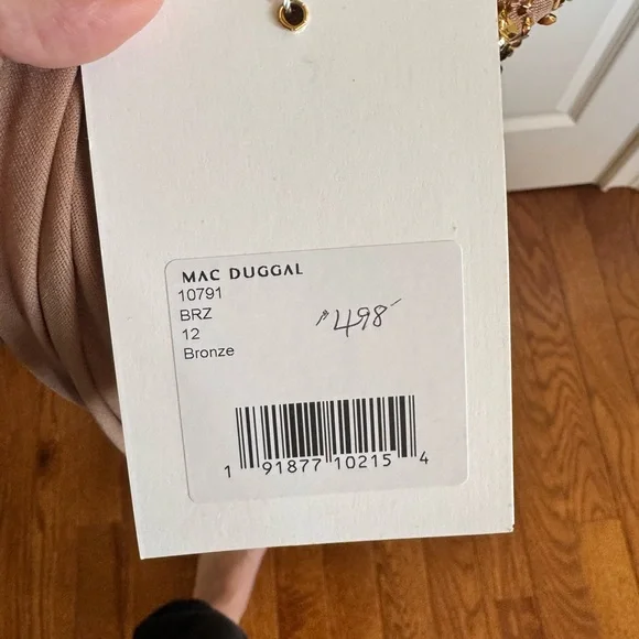 Mac Duggal Gold Sequined Long Sleeve V-Neck Gown - Picture 7 of 10